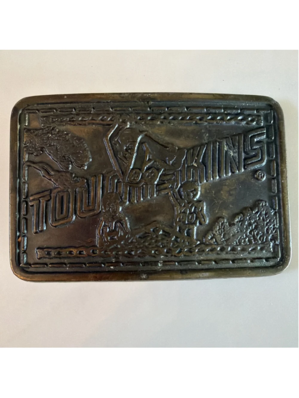 VINTAGE 1970’s TOUGHSKINS CHILDREN'S CLOTHING JEANS BRASS BELT BUCKLE